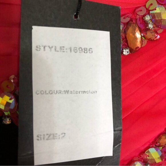 La Femme V-Neck High-Low Dress - Watermelon - Size 2 NWT - Picture 8 of 9